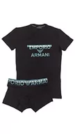 Koszulki męskie - Emporio Armani Męski T-shirt + Trunk Megalogo Underwear, czarny, L - miniaturka - grafika 1