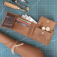 Portfele - Portfel Męski Vintage RETRO Skórzany Beżowy Duży Klasyczny Belveder SH-130 - miniaturka - grafika 1