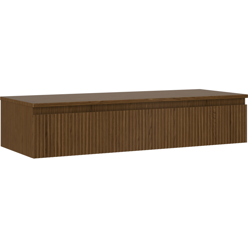 Mexen Rivel szafka łazienkowa podumywalkowa 120 cm z blatem, 1 szuflada, ryflowana , orzech - 91A20-12023-1-BFC86