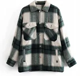 Koszule damskie - KOSZULA DAMSKA W KRATĘ M KURTKA ZIELONA FLANELOWA - miniaturka - grafika 1
