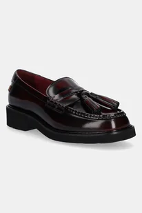 Tommy Hilfiger mokasyny skórzane TASSEL SQUARISH TOE LTHR LOAFER damskie kolor bordowy na platformie FW0FW08749 - Mokasyny damskie - miniaturka - grafika 1