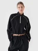 Kurtki damskie - 4F Kurtka przejściowa cropped ze stójką damska - czarna XXL - miniaturka - grafika 1