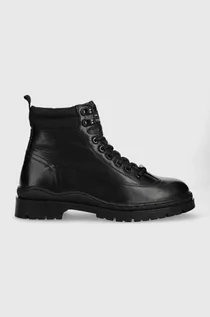 Botki męskie - Pepe Jeans buty skórzane Brad Hiker Boot męskie kolor czarny - grafika 1