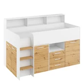 Łóżka dla dzieci i młodzieży - Łóżko Piętrowe Neo Lewe Biały Mat / Dąb Artisan MebloCross - miniaturka - grafika 1