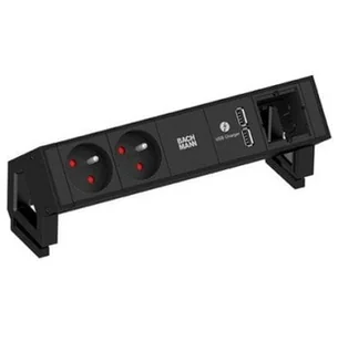 BACHMANN DESK2 2xUTE 1xUSB Charger 1xCM power 0.2m GST18 RAL9005 - Gniazdka elektryczne - miniaturka - grafika 1