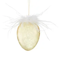 Wielkanoc - Bombka jajko szklane z piórami żółte 11,5 cm - miniaturka - grafika 1