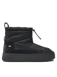 Tommy Hilfiger Śniegowce Flag Nylon Mini Snowboot FW0FW08334 Czarny - Śniegowce damskie - miniaturka - grafika 1