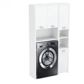 Szafki łazienkowe - Zestaw Łazienkowy Mały HUGO Szafka Nad Pralkę i Słupek Biały Mat - miniaturka - grafika 1