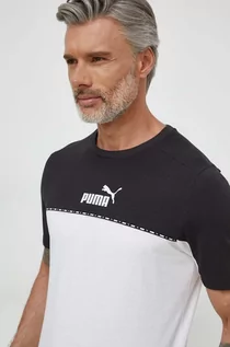 Koszulki męskie - Puma t-shirt bawełniany męski kolor biały wzorzysty - grafika 1
