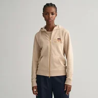 Bluzy damskie - Damska Bluza GANT ARCHIVE SHIELD FULL ZIP HOODIE 4204689.277 – Beżowy - miniaturka - grafika 1