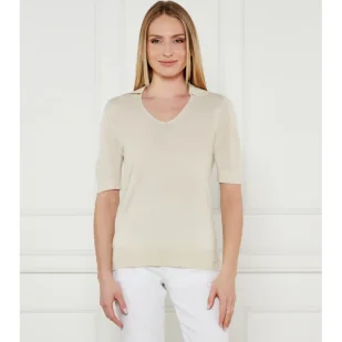 Calvin Klein Bluzka Regular Fit z dodatkiem jedwabiu - Bluzki damskie - miniaturka - grafika 1