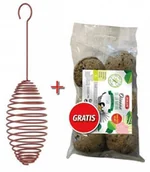 Karma dla ptaków - Zolux Zestaw Spirala Mała Na Kule Tłuszczowe Ceglasta + Kule Tłuszczowe 6szt. - miniaturka - grafika 1