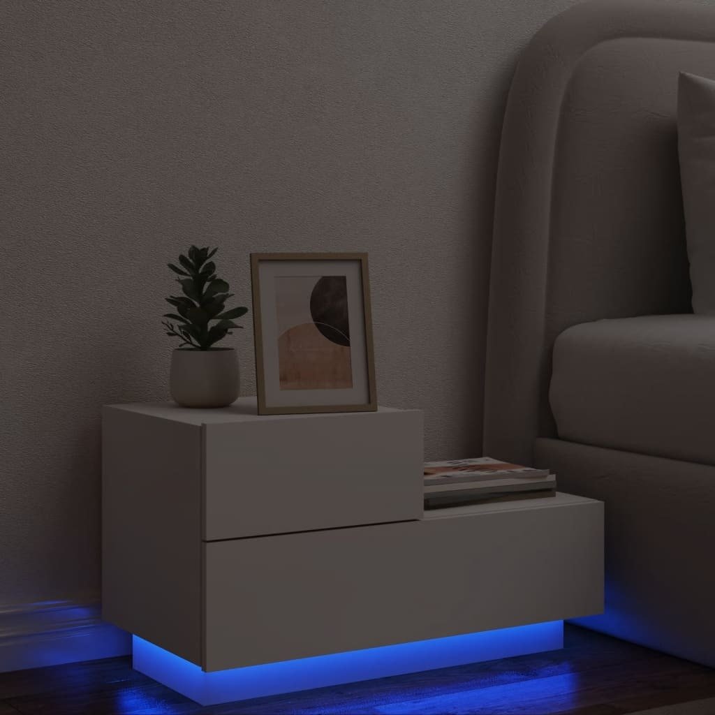 Szafka nocna z oświetleniem LED biała 70x36x40,5 cm