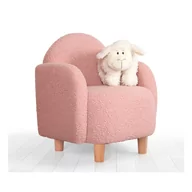 Fotele i pufy dla dzieci - Różowy fotel dziecięcy z materiału bouclé Moylo – Balcab Home - miniaturka - grafika 1