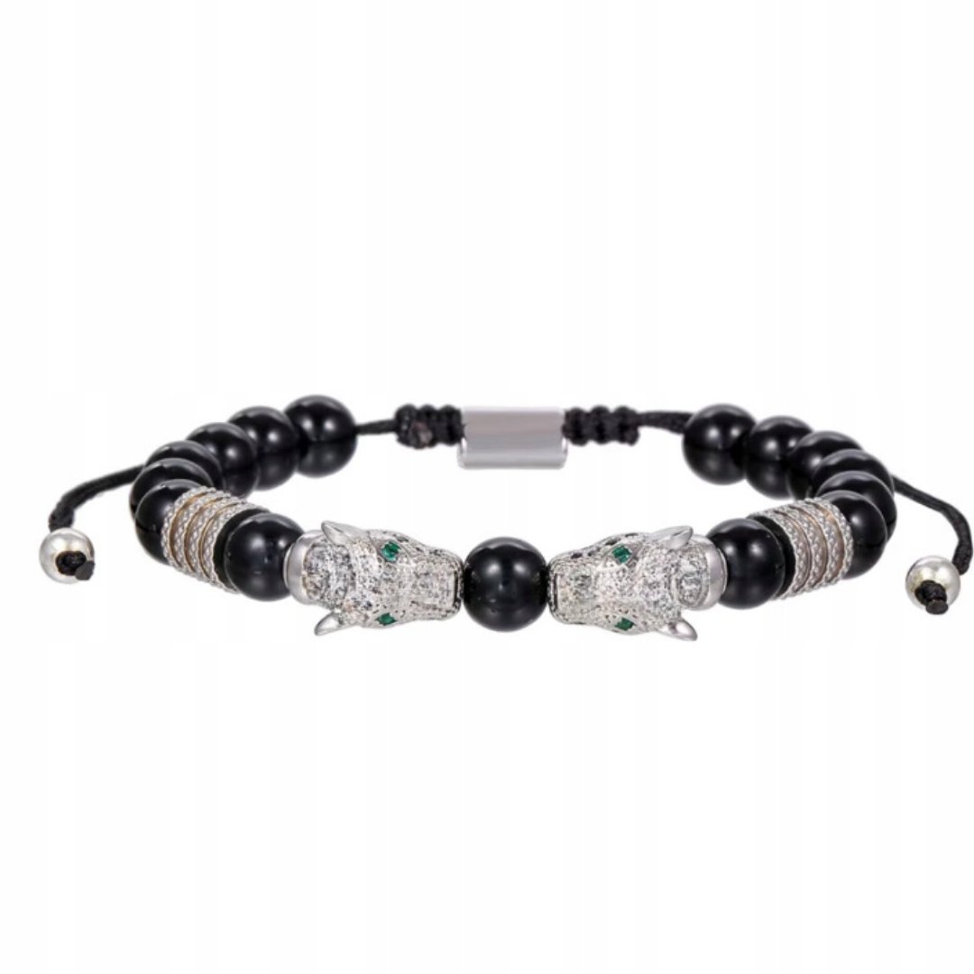Ekskluzywna Bransoletka z Czarnych Koralików i Luksusowym Zakończeniem