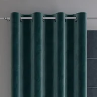 Zasłony - Gotowa zasłona z miękkiej welwetowej tkaniny Velvi, kolor ciemny turkusowy na przelotkach 140x230 cm - miniaturka - grafika 1