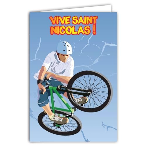 Vive Otwierana karta Saint Nicolas Happy Party 6 grudnia kask rowerowy BMX Freestyle Sport ekstremalny chłopiec nastolatek młody mężczyzna przyjaciel chłopak modne trampki - z białą kopertą rozmiar 12