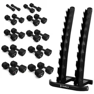 Stojaki na hantle i obciążenia - Zestaw hantli HMS HPT (2x1/2x2/2x3/2x4/2x5/2x6/2x7/2x8/2x9/2x10 kg) + Stojak STR37 - miniaturka - grafika 1