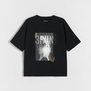 Koszulki dla chłopców - Reserved - T-shirt z nadrukiem - Czarny - miniaturka - grafika 1