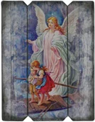 Ikony i obrazy sakralne - Ikona Anioł Stróż (trójdzielna) 25 x 32 cm - miniaturka - grafika 1