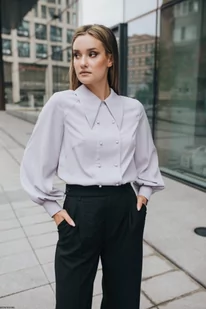 Koszula oversize w kolorze szaro liliowym - Bluzy damskie - miniaturka - grafika 1