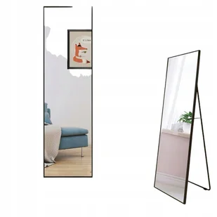 Lustro AUFHELLEN ścienne lub stojące prostokąt rama metal 40x150 mm czarne - Lustra - miniaturka - grafika 1