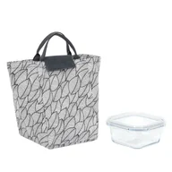 Lunch boxy - Zestaw Lunch box śniadaniówka i torba termiczna szare - miniaturka - grafika 1