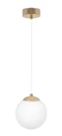 Lampy sufitowe - Złoto-biała lampa wisząca ze szklanym okrągłym kloszem - A675 G1-Z38 - miniaturka - grafika 1