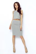 Spódnice - Szara Spódnica Ołówkowa Bodycon Midi - miniaturka - grafika 1