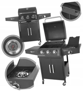 GAZOWY GRILL OGRODOWY 3+1 11,6 kW RUSZT 4 PALNIKI PALNIK BOCZNY KÓŁKA RUSZT - Grille gazowe - miniaturka - grafika 1