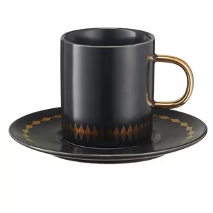 Filiżanka porcelanowa 170 ml ze spodkiem GAJA BLACK VILLA ITALIA - Filiżanki - miniaturka - grafika 1