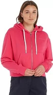 Bluzy damskie - Tommy Hilfiger Damska bluza z kapturem REG Hilfiger FR-Terry z zamkiem błyskawicznym, jasnoróżowa, XXL, Jasny różowy Cerise - miniaturka - grafika 1