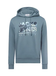 Jack & Jones Męski sweter z kapturem - JJLuke Mężczyźni Bawełna niebieski wzorzysty, S - Swetry męskie - miniaturka - grafika 1