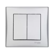 Wyłączniki światła i elektryczne - Schneider Włącznik podwójny SEDNA aluminium - miniaturka - grafika 1