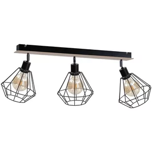 KET Druciana LAMPA sufitowa industrialna OPRAWA metalowa regulowana czarna drewno - Lampy sufitowe - miniaturka - grafika 1