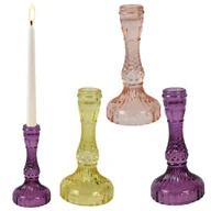 Świeczniki - Świecznik szklany diamentowe zdobienia długi 17cm - miniaturka - grafika 1