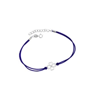 Biżuteria dla dzieci - Srebrna bransoletka 925 Koniczynka Szczęścia sznurkowa granat - miniaturka - grafika 1