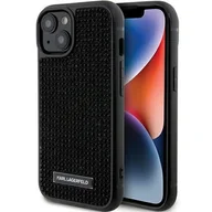 Etui i futerały do telefonów - Karl Lagerfeld KLHCP15SHDSPLK iPhone 15 6.1" czarny/black hardcase Rhinestone Logo Metal Plate - miniaturka - grafika 1