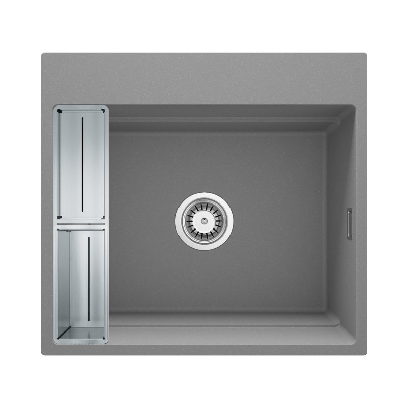 Deante Magnetic Zlewozmywak granitowy jednokomorowy 56x52 cm szary metalik ZRM_S10A