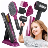 Zabawy w naśladowanie dorosłych - Zestaw do włosów fryzjerski SUSZARKA PROSTOWNICA NA BATERIE Mały fryzjer - miniaturka - grafika 1
