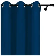 Zasłony - Voppi Długa zasłona okienna z grubego weluru 140 x 260 cm granatowa zasłona na przelotki - miniaturka - grafika 1