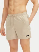 Kąpielówki męskie - Calvin Klein Swimwear Szorty kąpielowe KM0KM01111 Beżowy Regular Fit - miniaturka - grafika 1