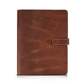 Etui do tabletów - Londo Etui na tablet z prawdziwej skóry z dwoma przegródkami na karty i skórzanymi uchwytami na długopisy/Apple Pencil (brązowe, 28 cm) - miniaturka - grafika 1