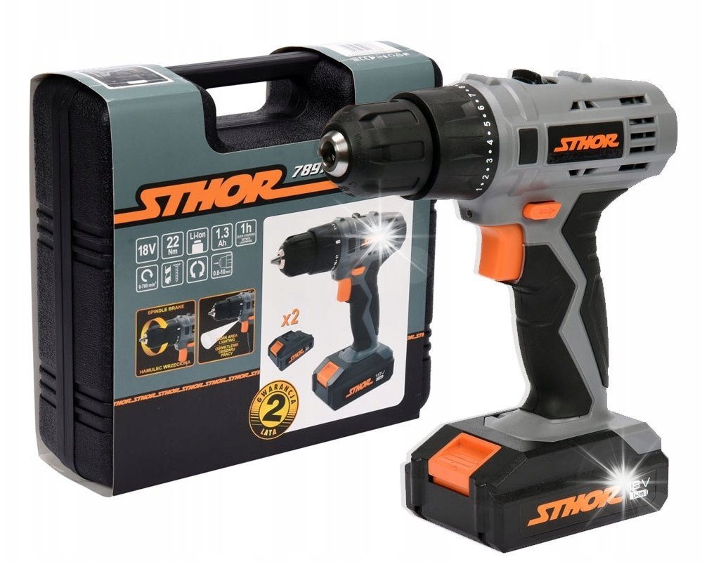 Sthor WKRĘTARKA AKUMULATOROWA 18V + 2 AKUMULATORY + BITY