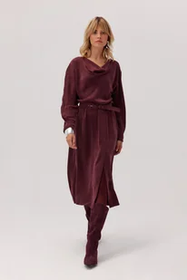 Sukienka z paskiem Nelly bordowa - Sukienki - miniaturka - grafika 1