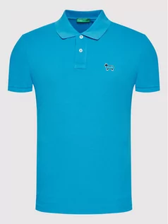 Koszulki męskie - Benetton United Colors Of Polo 3088U300E Niebieski Slim Fit - grafika 1
