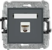 Gniazdka elektryczne - Karlik MINI Gniazdo komputerowe pojedyncze 1xRJ45 kat. 5e ekranowane 8-stykowy grafitowy mat 28MGK-1e - miniaturka - grafika 1
