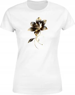 Koszulka damska Złoty Kwiat subtelny elegancki t-shirt damski - Koszulki i topy damskie - miniaturka - grafika 1