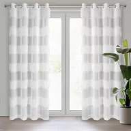 Firany - Firana gotowa na przelotkach MARGARET 140x250 Eurofirany biała poprzeczne pasy a'la piórka - miniaturka - grafika 1