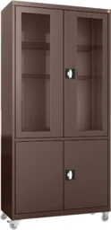 MDW/2k.8017 mobilna szafa lekarska 2-skrzydłowa 2-komorowa brązowa na kołach - Meble i wyposażenie gabinetów medycznych - miniaturka - grafika 1